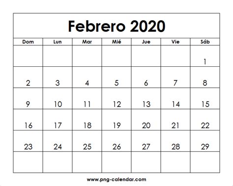 febrero calendario imprimir spanish calendar