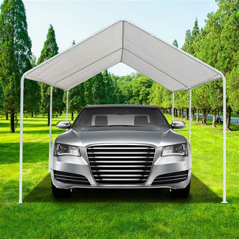 white heavy duty garage canopy tent  ft steel carport portable car shelter ebay