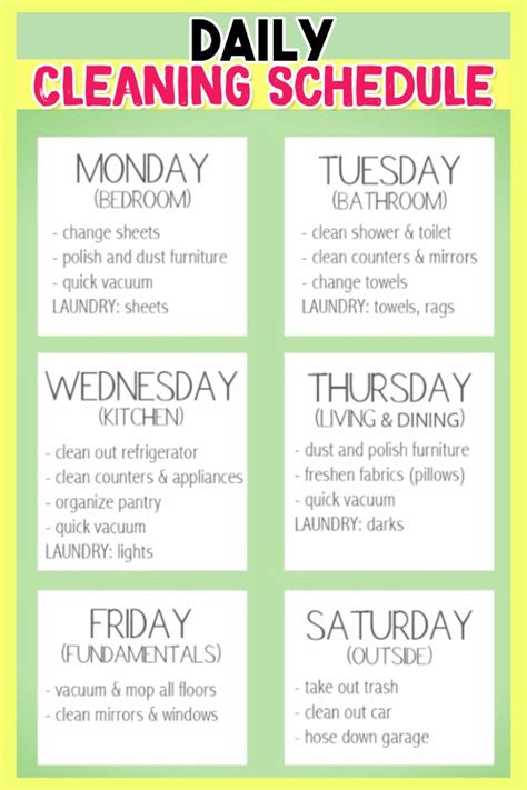 printable daily weekly monthly cleaning schedule checklists