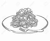 Spaghetti Food Clipart Plate Pasta Draw Italian Drawn Vector Sketch Isolated Clipground Pencil sketch template
