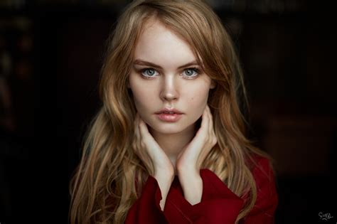 wallpaper face women model blonde long hair red