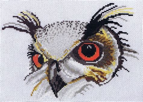 eagle owl cross stitch kit  classic embroidery