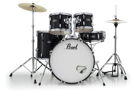 pearl drum set  pcs roadshow wstands cymbals jet black rssc