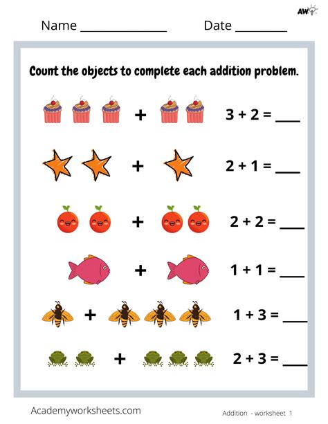 addition sums    pictures academy worksheets