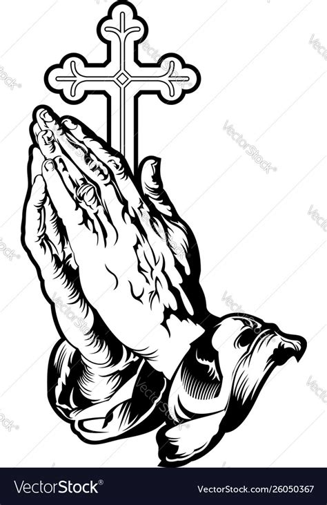 Three Crosses Prayer Hands Tattoo