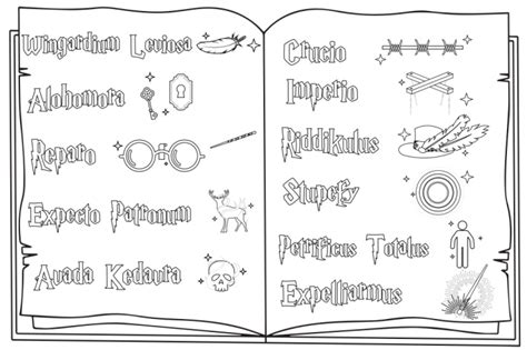 unofficial harry potter spells coloring pages kids activities