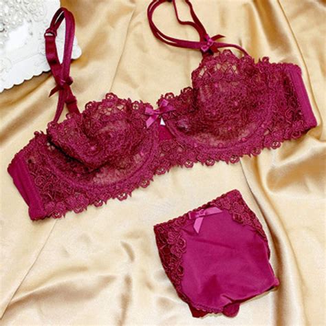 lefox women s lumiere lace unlined balconette bra and panty wine red