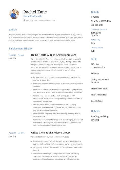 home health aide resume sample writing guide  samples