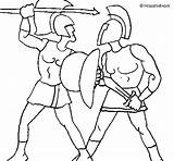 Gladiator Gladiatori Gladiadores Colorir Luta Lotta Lucha Acolore Grecia Designlooter Stampare sketch template
