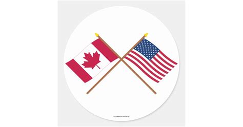 canada and united states crossed flags classic round sticker zazzle