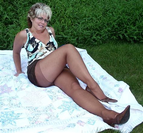 Mature Women Bbw Granny In Pantyhose Outdoors My Big