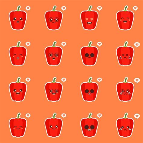 cute  kawaii red paprika healthy food concept pepper  emoji