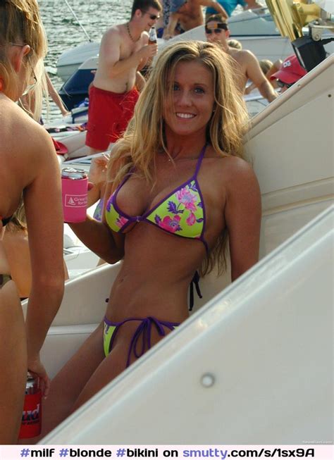 Milf Blonde Bikini Boat Bigboobs Hot Perfect Fit