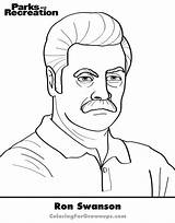 Rec Ron Adults Swanson Everfreecoloring Children Designlooter sketch template