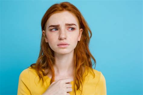 Headshot Portrait Of Tender Redhead Teenage Girl With
