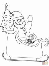 Santa Coloring Sleigh Pages Printable Claus Drawing Paper sketch template