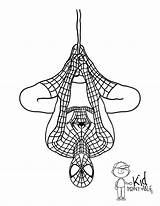 Upside Spiderman Down Hanging Drawing Cartoon Getdrawings sketch template