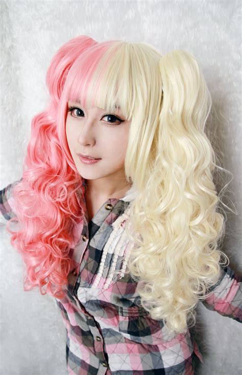 mcoser fashion girls hairstyle for anime cosplay curly half mixed long