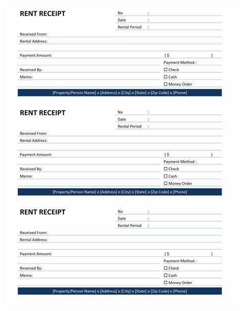 printable rent receipts  templates templatelab  rent