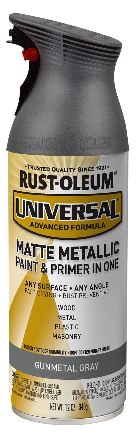 gunmetal gray rust oleum universal  surface matte metallic spray paint  primer    oz