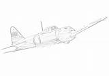 Coloring Pages War Fighter Japanese Ii A6m Zero sketch template