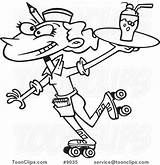 Waitress Drawing Hop Car Cartoon Line Skates Leishman Ron Getdrawings Protected Law Copyright May sketch template
