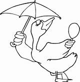 Umbrella Bird Coloring Pages Color Sheet Holding Animals Clipart Cliparts Animal Boy Sheets Printable Library Popular sketch template