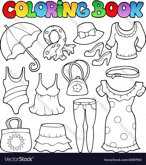 coloring book clothes theme  royalty  vector image