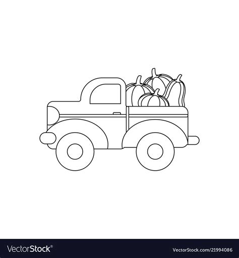 truck  pumpkins coloring page royalty  vector image