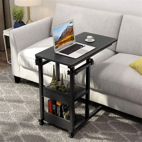 snack side table mobile  table height adjustable  shaped tv tray  storage shelves