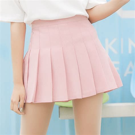 harajuku high waist pleated skirt summer 2018 women mini skirts solid