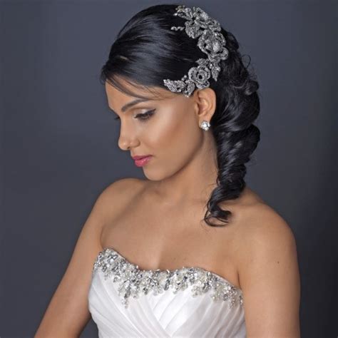 Rhinestone Rose Side Accented Bridal Comb Bridal Hair Accessories