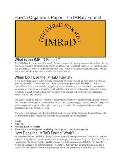 organize  paper imrad  focus group cognitive science