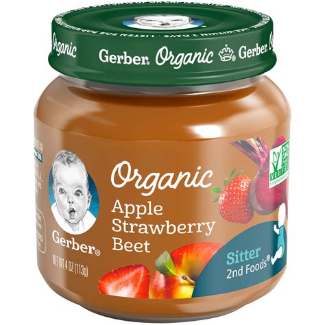 gerber  foods organic apple strawberry beet baby food  oz jars