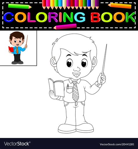 male teacher coloring book royalty  vector image