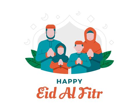 happy eid al fitr background  muslim family illustration