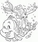 Coloring Mermaid Little Disney Pages Template Templates sketch template