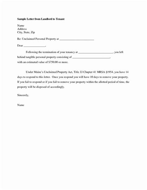 tenant letter  landlord  document template