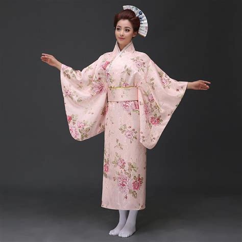 buy pink japanese women silk satin kimono yukata with