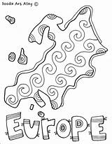 Europe Coloring Pages Continent Euro Map Printable Getcolorings Color Classroomdoodles sketch template