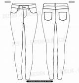 Skinny Pants Flat Sketches Denims Hellovector sketch template