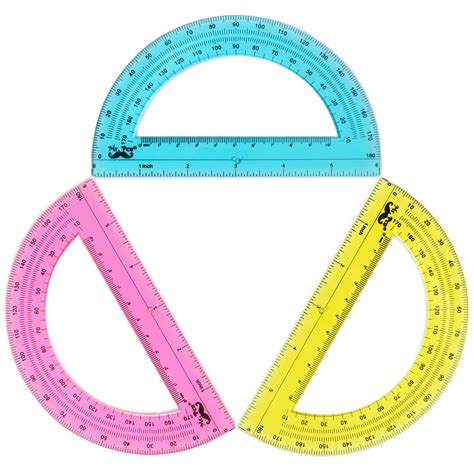 buy   plastic protractors  pack    degrees colorful
