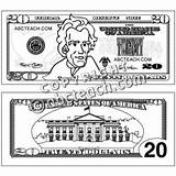Dollar Bill Coloring Sketch Money Twenty Outline Clip Bills Print Kids Worksheets Paintingvalley sketch template