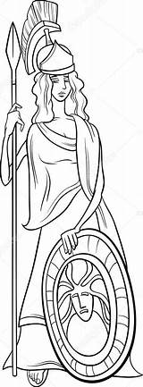 Athena Greek Dea Greca Athenas Spear Mitologica sketch template