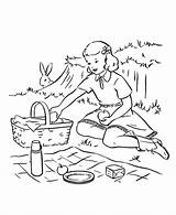 Picnic Coloring Pages Clipart Kids Drawing Easy Spring Children Fun Library sketch template