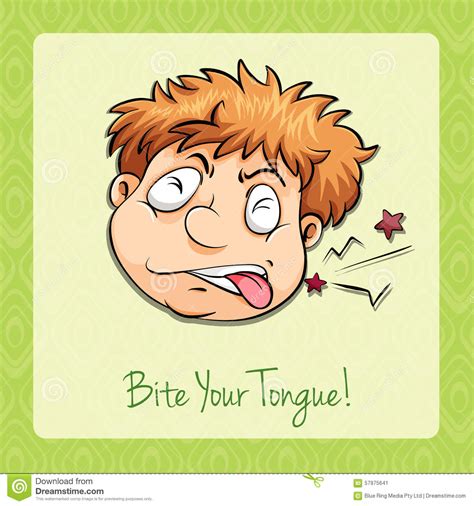 idiom bite your tongue stock vector illustration of