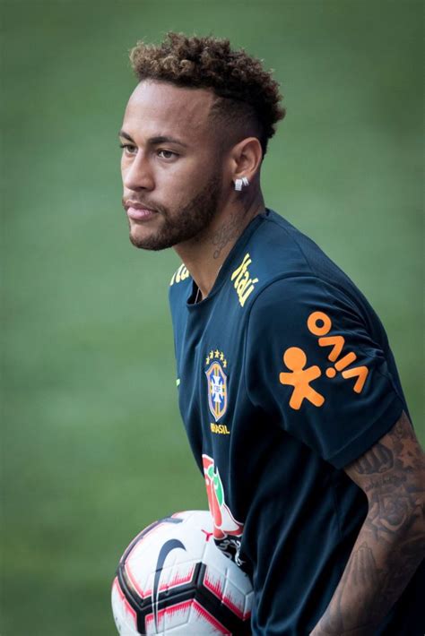 Neymar De Silva Jr 10 Of The Brazil National Soccer Team Holds The