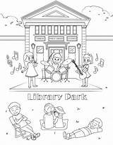 Coloring Book Children Library Park sketch template