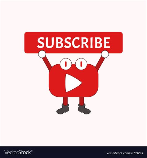 funny mascot youtube channel subscribe button vector image