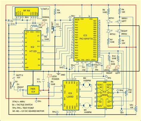 rf based dual mode robot circuit diagram  full explanation
